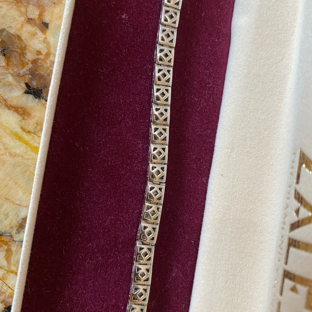 ZALES 14K white GOLD antique Tennis bracelet with 2 carat π₯ diamonds - Picture 5 of 11